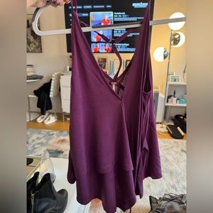 Free people tank top in pink with cross back ties